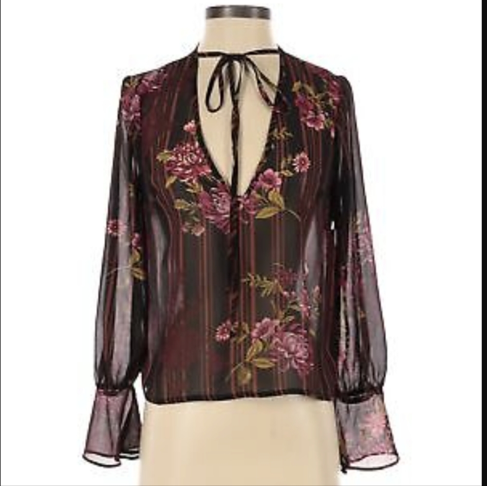 Forever 21 Contemporary Women Black Long Sleeve Blouse XS